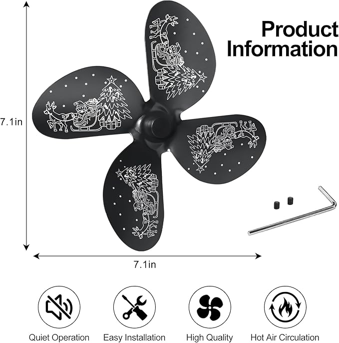 Heat-Powered Stove Fan – Silent 4-Blade Eco Boost