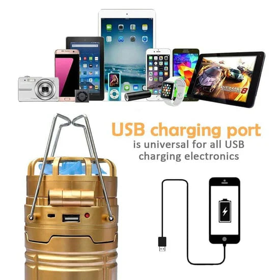 6-in-1 Camping Lantern – Solar & Power Bank