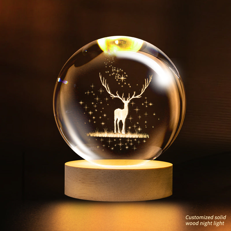 Crystal ball night light, creative atmosphere planet bedside lamp crystal desktop ornaments