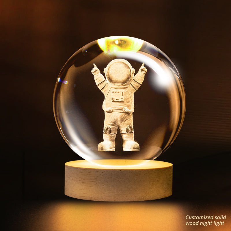 Crystal ball night light, creative atmosphere planet bedside lamp crystal desktop ornaments