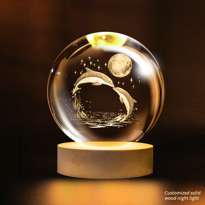 Crystal ball night light, creative atmosphere planet bedside lamp crystal desktop ornaments