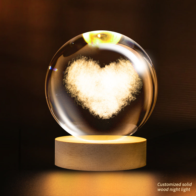 Crystal ball night light, creative atmosphere planet bedside lamp crystal desktop ornaments