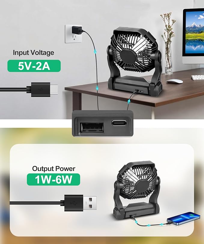 Solar Camping Fan with LED Lantern – Rechargeable & Eco-Friendly by CONBOLA