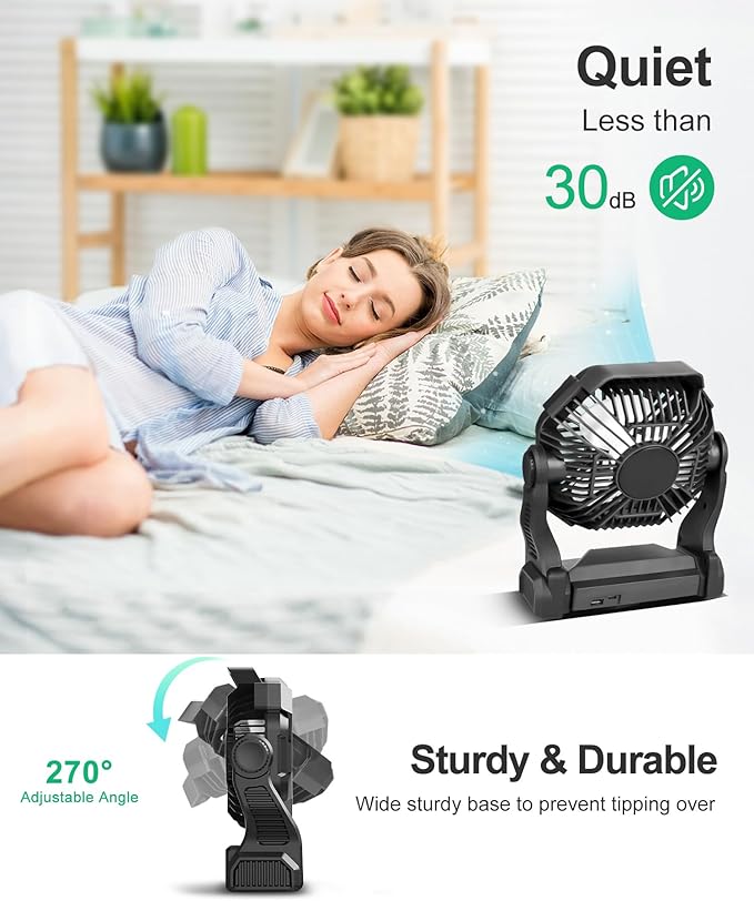 Solar Camping Fan with LED Lantern – Rechargeable & Eco-Friendly by CONBOLA