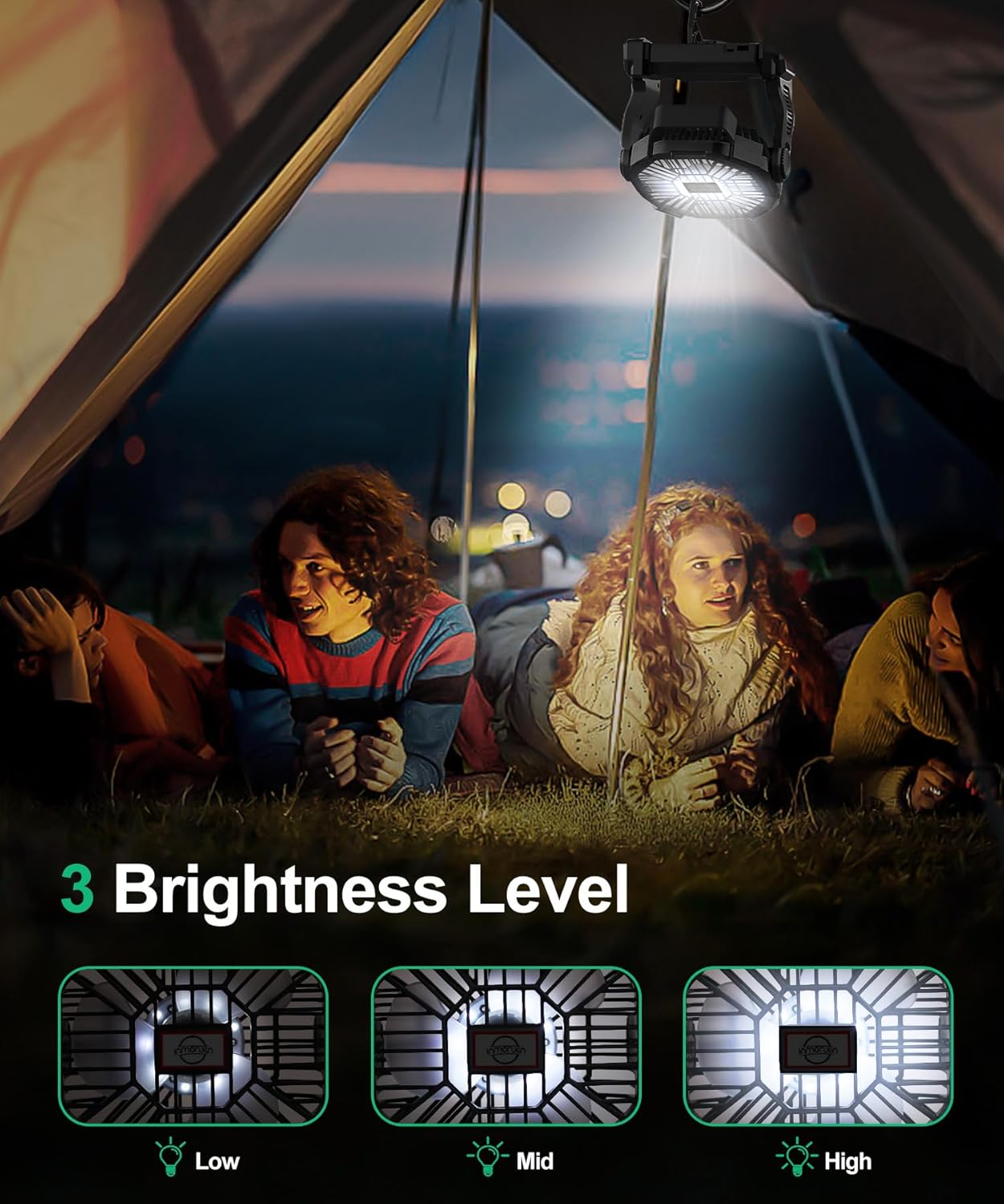 Solar Camping Fan with LED Lantern – Rechargeable & Eco-Friendly by CONBOLA
