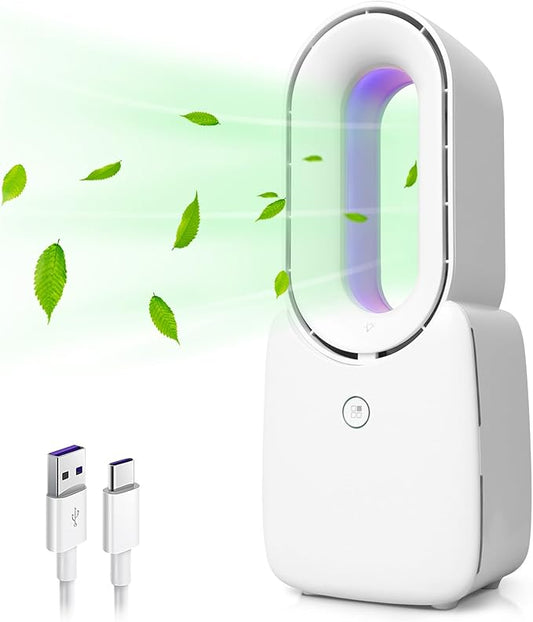 🔥 2-in-1 Bladeless Fan with Colorful LED Light – On Hot Sale Now!