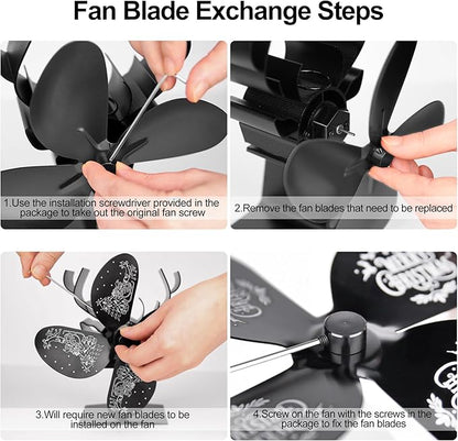 Heat Powered Wood Stove Fan – Silent 4-Blade Fireplace Eco Fan | CONBOLA