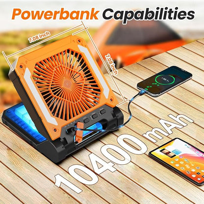 20000mAh Portable Fan Rechargeable with Solar Panel 2-in-1