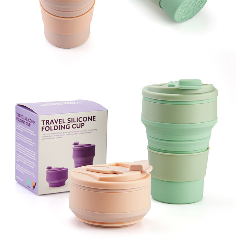 Silicon folding water cup outdoor portable telescopic cup