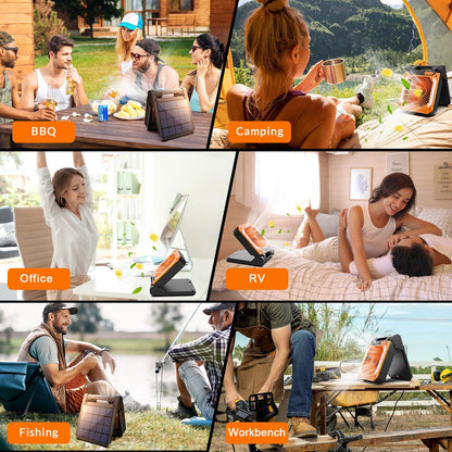 20000mAh Portable Fan Rechargeable with Solar Panel 2-in-1