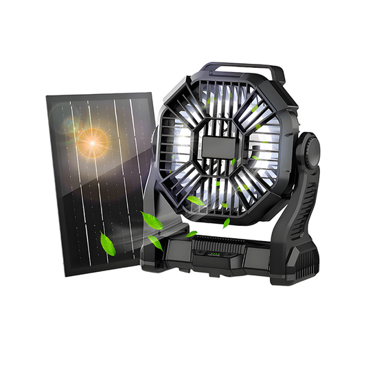 Solar Camping Fan with LED Lantern